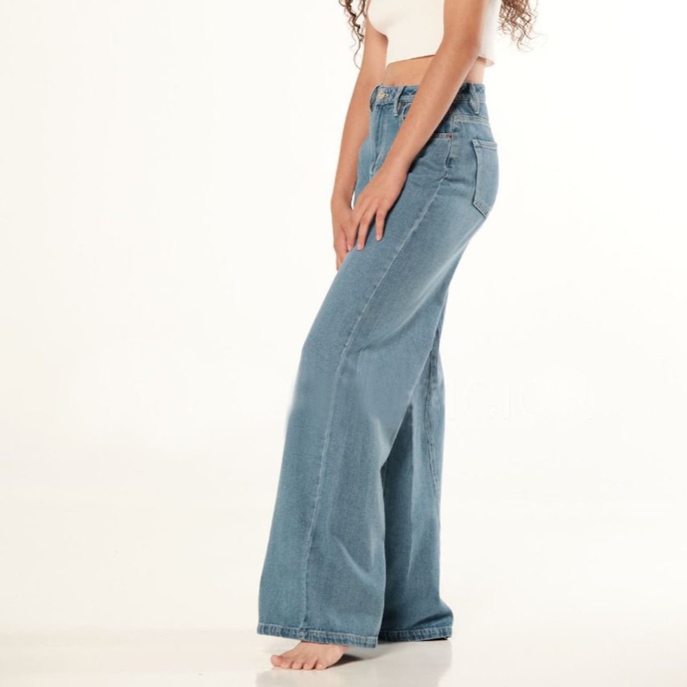 Wide leg denim jeans - curvy girl jeans - 100% cotton trousers